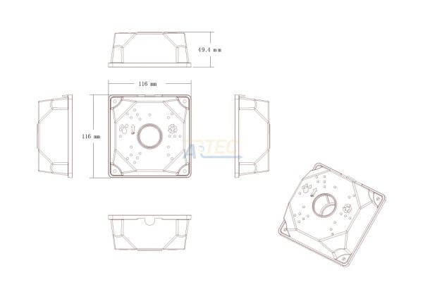 ATEC-B116 Коммутационная коробка, 116х116х49.5